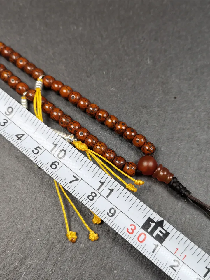 Gandhanra Old 108 Tibetan Lotus Seed Beads Mala,Prayer Beads Necklace for Meditation,Diameter 0.24&quot;, Circumference 22.8&quot;