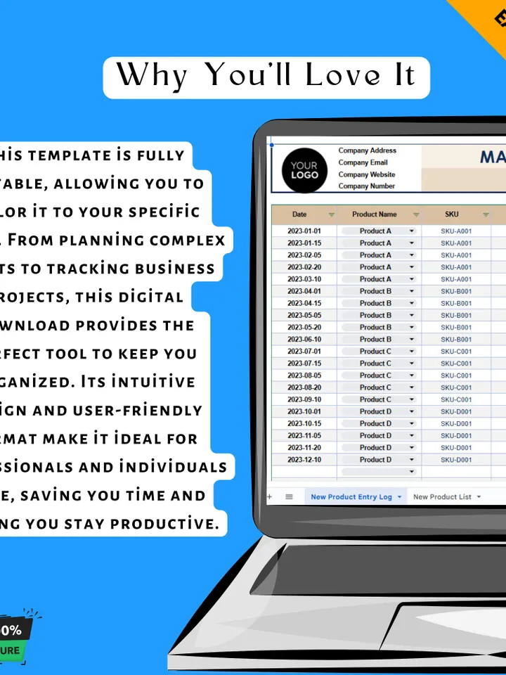 Marketing Inventory Tracking Template for New Products, Editable Google Sheets Digital Download, Easy-to-Use Marketing Organizer