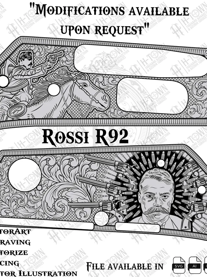 Rossi R92 Emiliano Zapata Rifle Engraving Design (Digital Download)