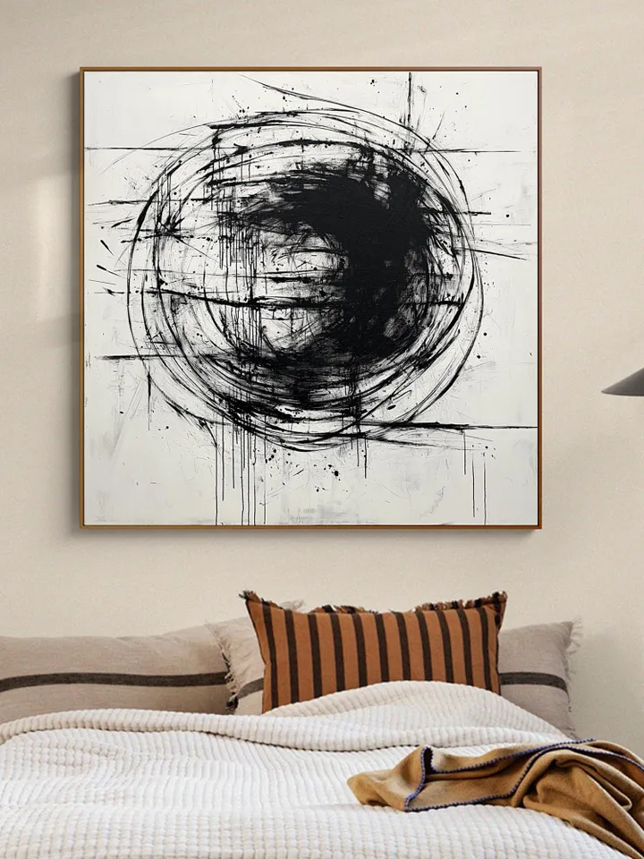 Black and White Abstract Painting, Minimalist Wall Art, Large Canvas Art, Modern Art, Textured Painting, Office Decor, Living Room Decor