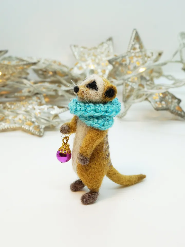 Robbie the meerkat, miniature needle felted meerkat, Christmas gift, needle felted animal, made to order