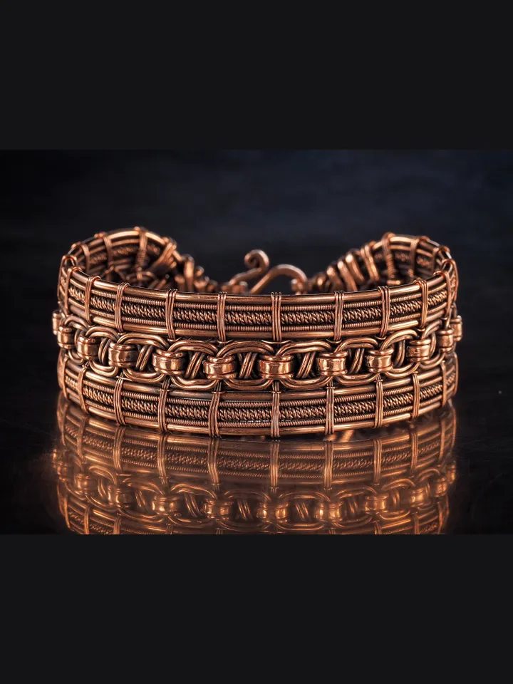 Handmade copper bracelet Unique wire wrapped metal bangle Antique style jewelry