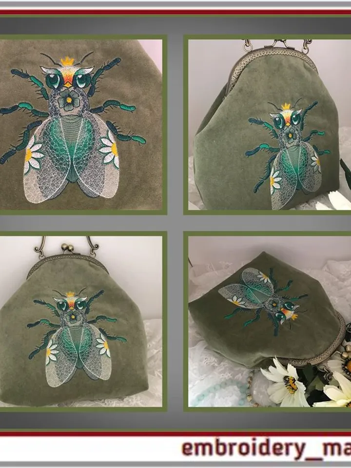 Machine embroidery design multicolored Fly in 3 sizes from Embroidery Manavi 05