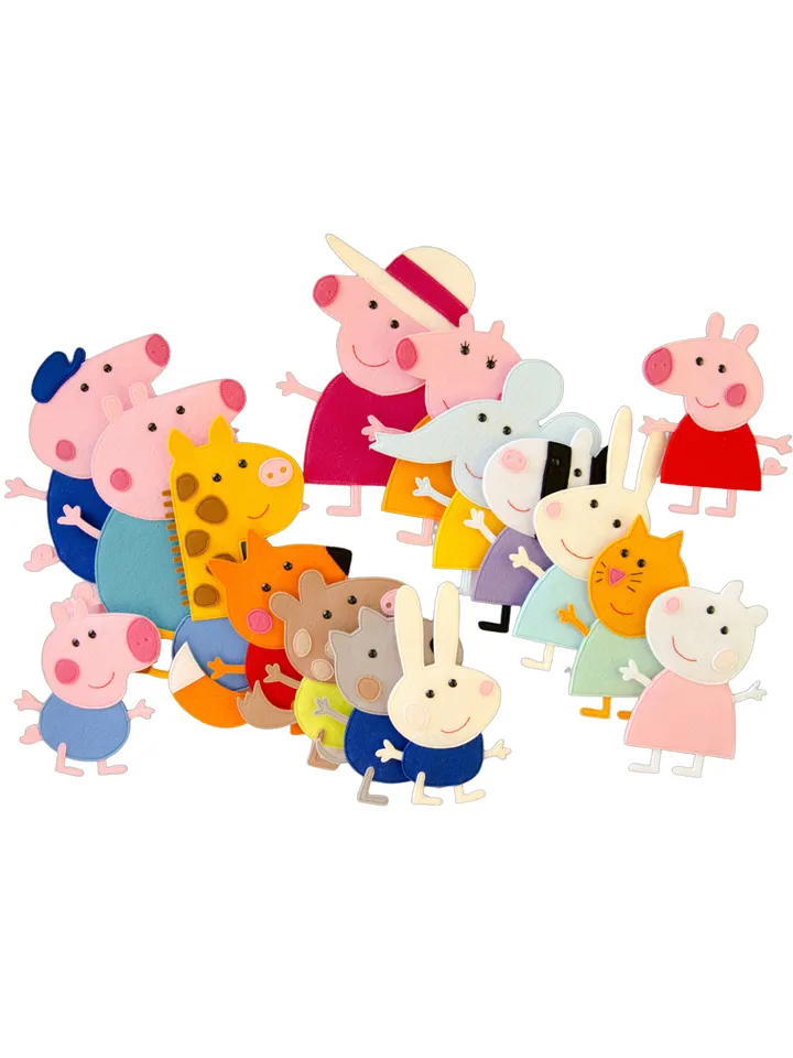 Peppa Pig family and friends from felt, PDF Pattern and Tutorial