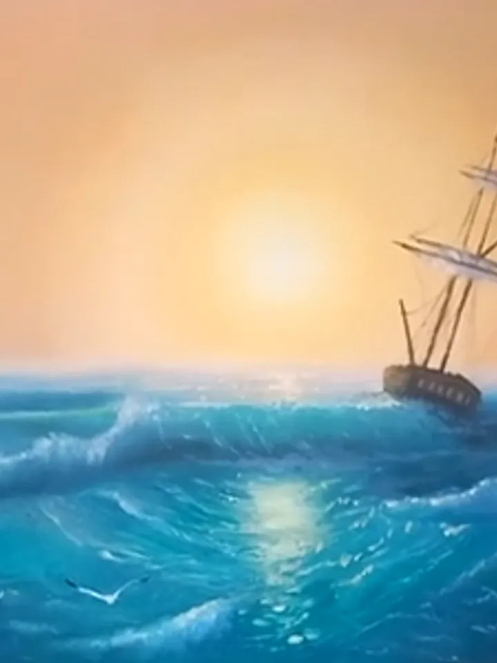Painting, oil, "In the stormy sea", size 50 x 60 cm