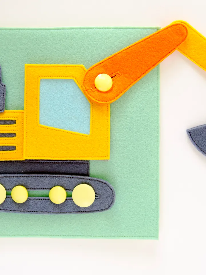 Excavator quiet book page PDF, SVG Pattern and Tutorial