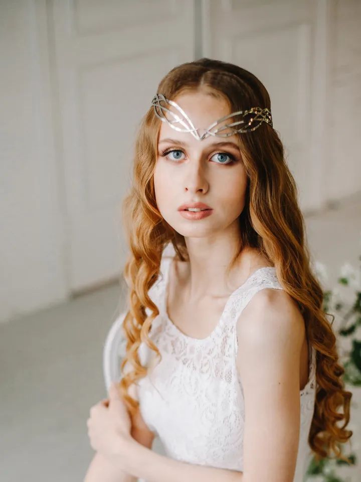Wedding diadem Bridal Elven Tiara Elf Leaf Crown bridal hair vine Wedding Headpiece headband Silver Bridal Tiara Nimriel