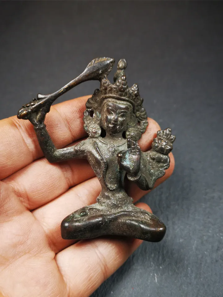Gandhanra Acient Tibetan Buddhist Statue,Terma,Manjusri,Wisdom Buddha,60 Years Old