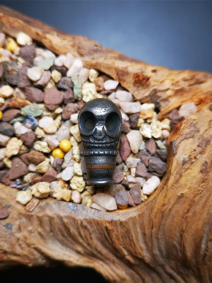 Gandhanra Cold Iron Guru Bead, T-drilled 3-Hole Mala Bead, Prayer Bead Accessories,Connector Bead for Buddhist Bead
