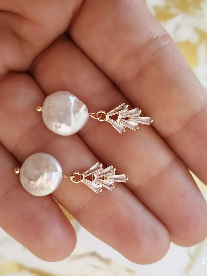 Art Deco Wedding Earrings, Baroque Freshwater Pearl Bridal Earrings, Boho Wedding Earrings, Retro Vintage Style Statement Jewelry, Jewellery