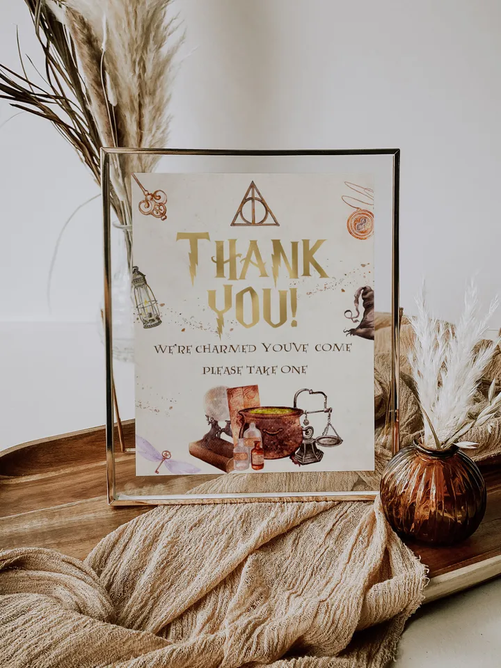 THANK YOU SIGN ; Wizard Baby Shower; Magic School Baby Shower template; Instant Download; wh1