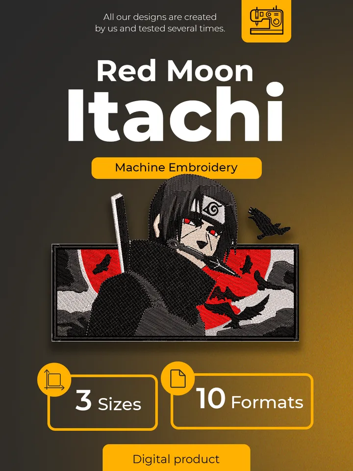 Red Moon Itachi Machine Embroidery Designs, anime