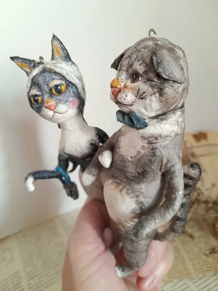 Cat Couple Theme Room Decor Cat Spun Coton Ornament Kitten Decor Cat Lover Gift Idea