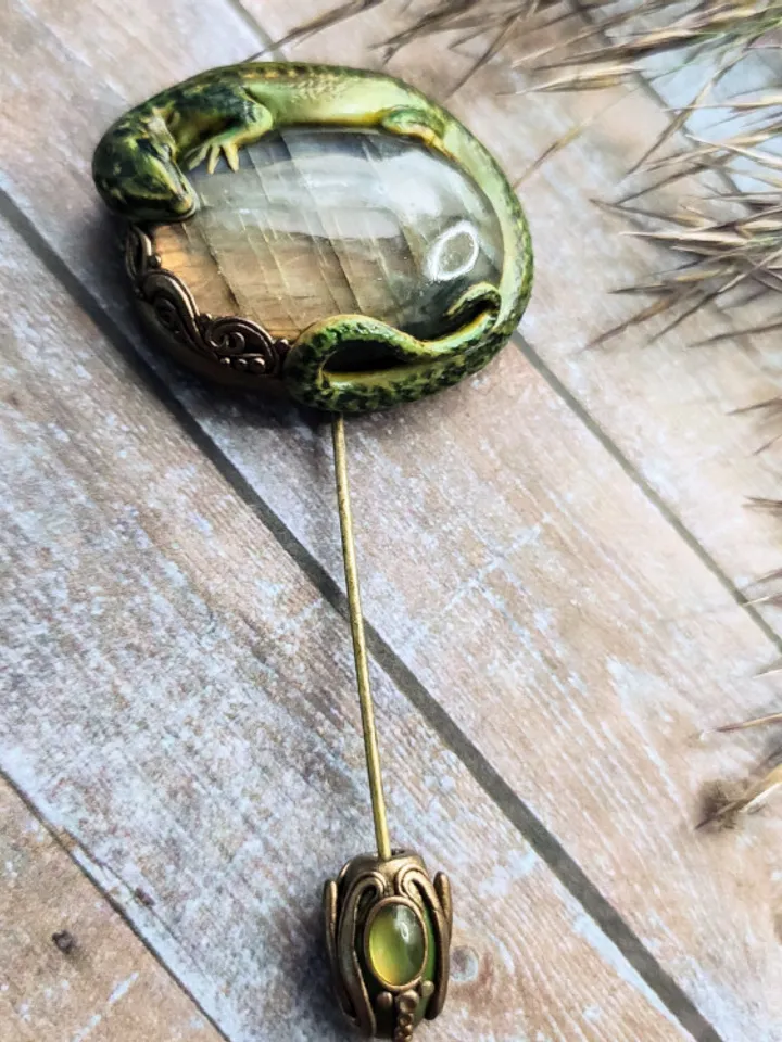 Gecko brooch,Reptile jewelry,Lizard brooch