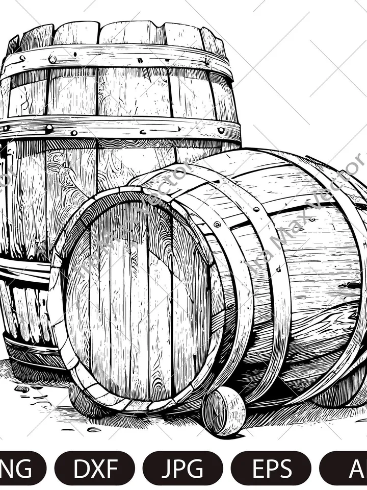 Wooden Barrel svg, Barrels Svg, Wine BarrelsSvg, Barrel Dxf, Barrel Png, Barrel Clipart, Barrel Files