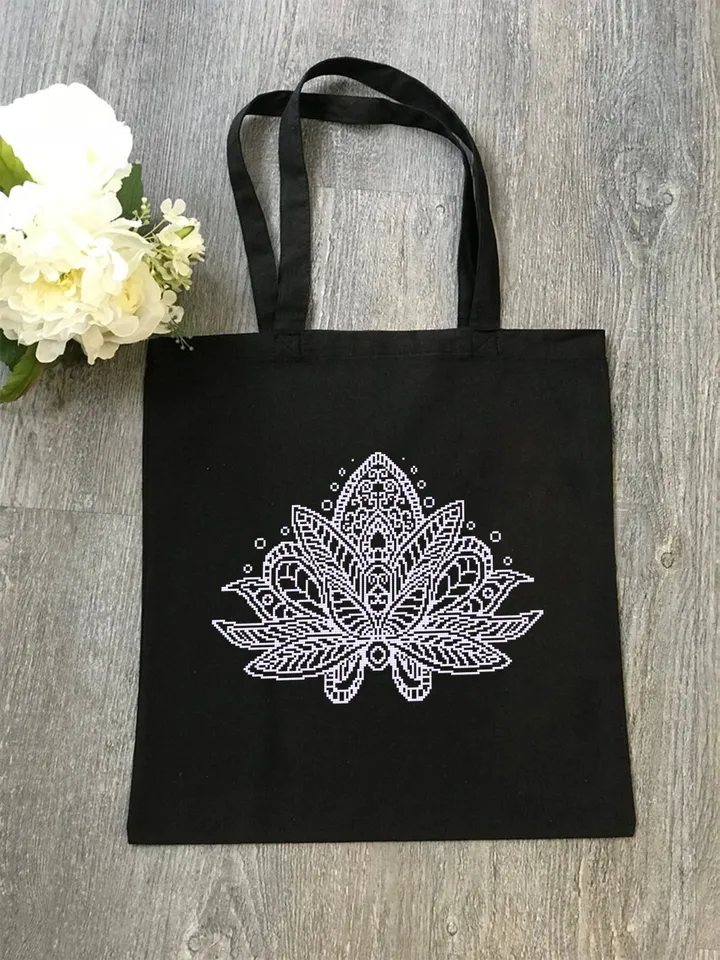 Flower mandala cross stitch pattern download PDF Simple mandala digital Monochrome cross stitch Lotus flower embroidery PDF Home decor #M5