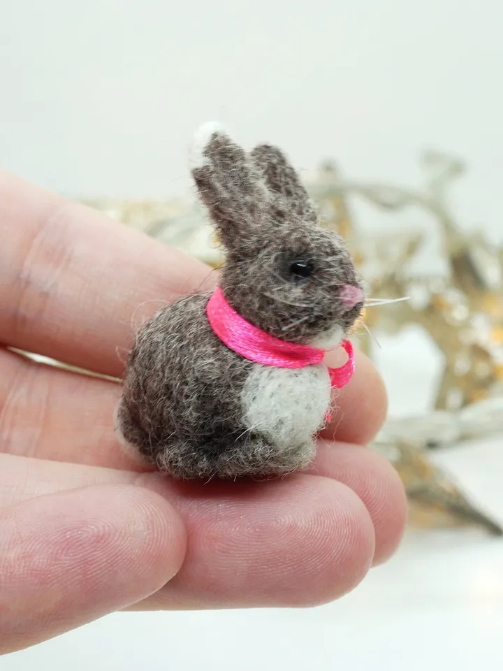 Cinnabun the rabbit, miniature needle felted bunny, gift for her, tiny rabbit, made to order
