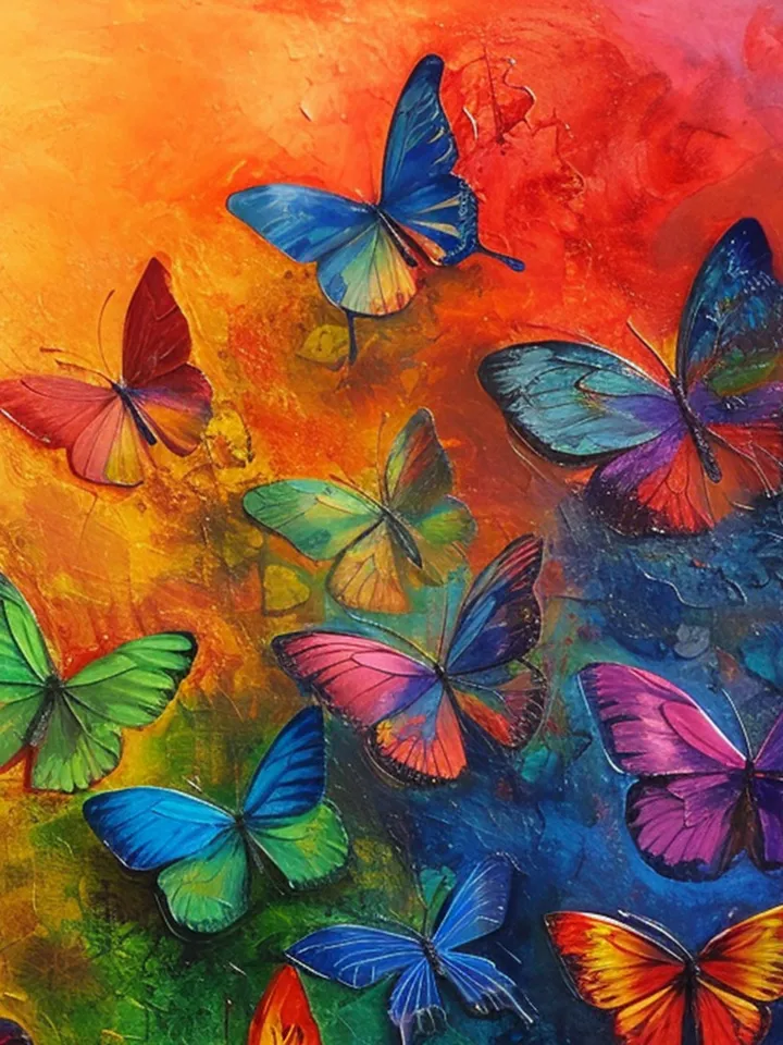 Original Colorful Butterfly Oil Painting On Canvas, Large Wall Art, Abstract Animals Painting, Office Wall Art, Custom Painting, Home Decor