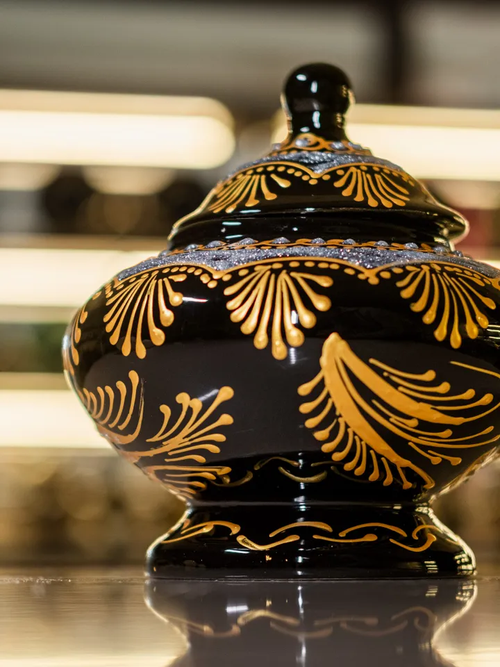 Handmade Serving Bowl | Black and Gold Decorative Candy Bowl