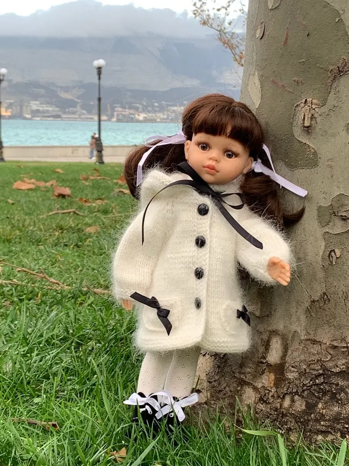 Winter Coat for Paola Reina doll KNIT PATTERN / Coat for Boneka 12-13 inch doll, Ruby Red Siblies, Les Cheries 32 cm PDF eng