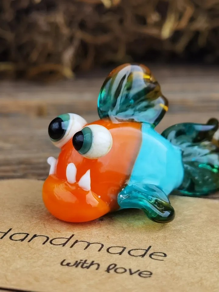Glass Fish figurines Tiny fish Miniature fish Glass figurines Tiny glass animals Blown glass art Aquarium decor Dollhouse miniature