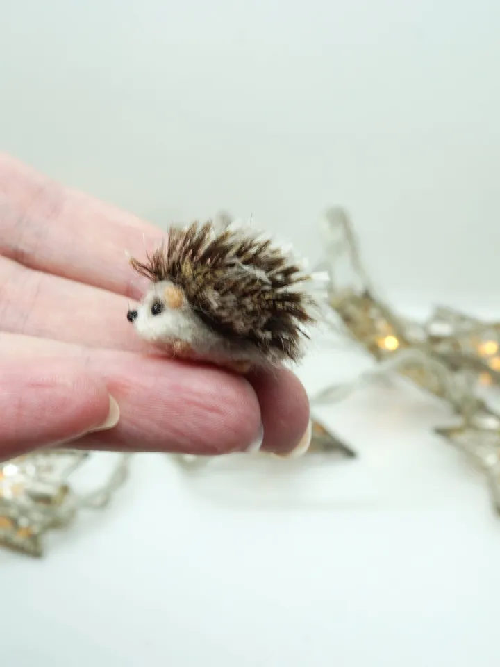 Fluffy the hedgehog, miniature needle felted animal, baby hedgehog, made to order