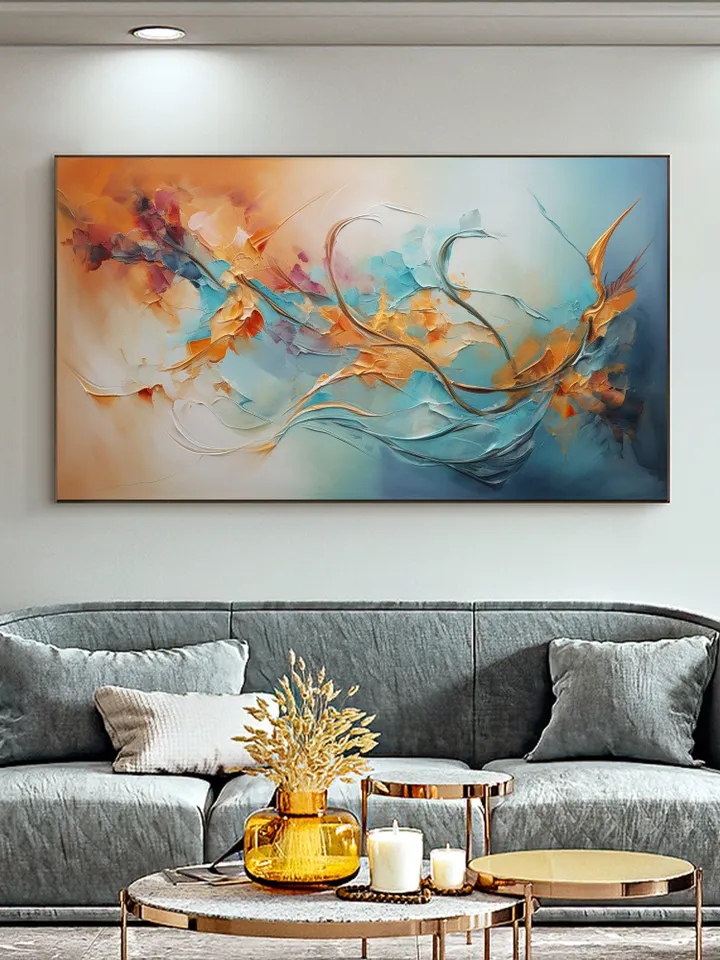 Original Framed Colorful Flowers Oil Painting On Canvas, Large Wall Art, Abstract Painting, Custom Painting, Living room Wall Art Home Decor