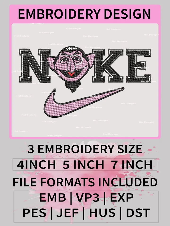 Nike Count Von Count Embroidery Designs, Sesame Street Machine Embroidery Design, Embroidery Design, Embroidery Machin