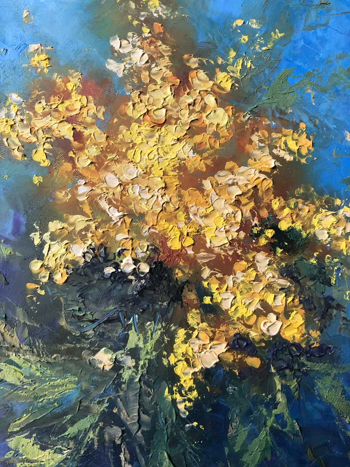 Flowers Painting Original Framed Floral Oil Painting Kitchen Still life