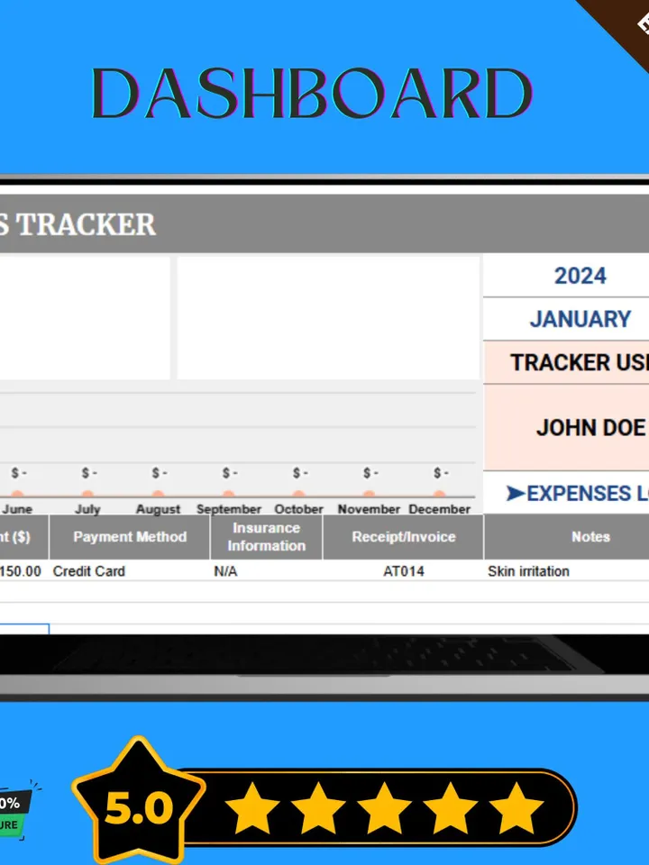 Medical Expenses Tracker Template, Editable Google Sheets, Digital Download for Health Expense Management & Budgeting