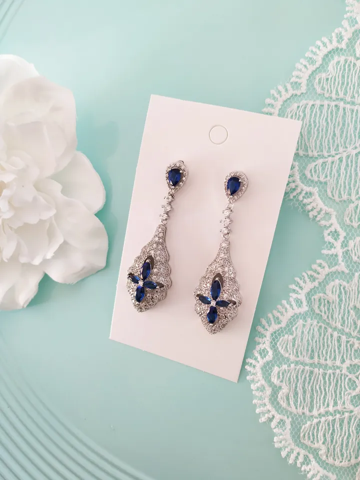 Swarovski Crystal Wedding Earrings Bridal Crystal Earrings Art Deco Wedding Jewelry Vintage Bridal Jewelry CZ Vintage Bridal Earrings