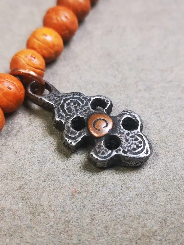 Gandhanra Handmade Tibetan Mala Amulet, Vajra Pendant for Prayer Beads,Necklace,Bag Hanging Accessories,Made of Cold Iron,1.3&quot; × 0.6&quot;