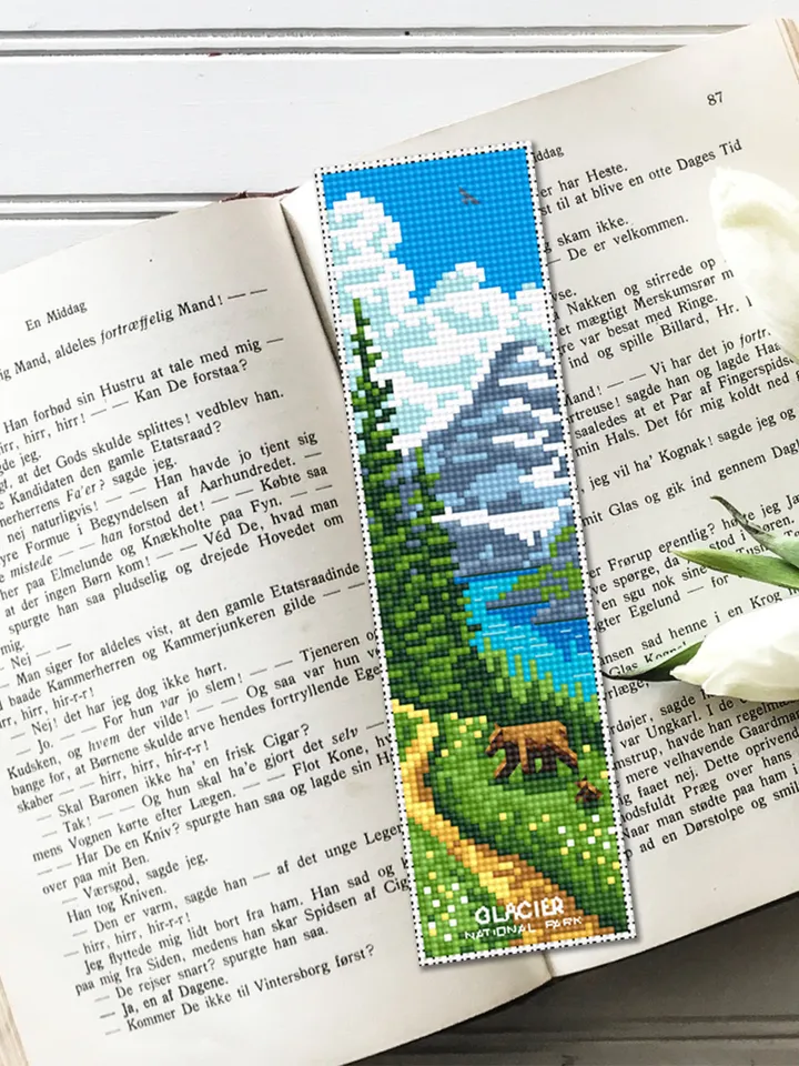 National Park bookmark set cross stitch pattern PDF download Nature cross stitch chart, Digital bookmark pattern PDF, Mountains, Lake #B226