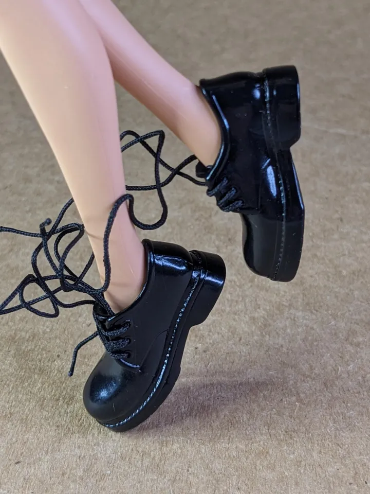Black school lace-up boots for 11 inch female dolls (MH g1, g2, g3 or EAH)