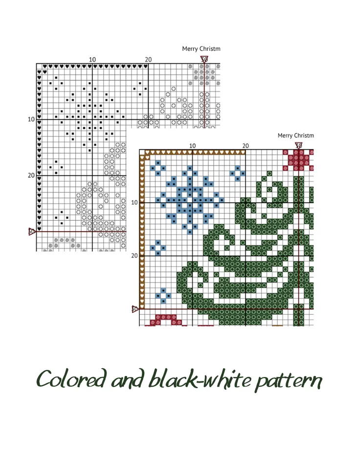 Cross stitch pattern Merry Christmas, easy cross stitch pattern PDF