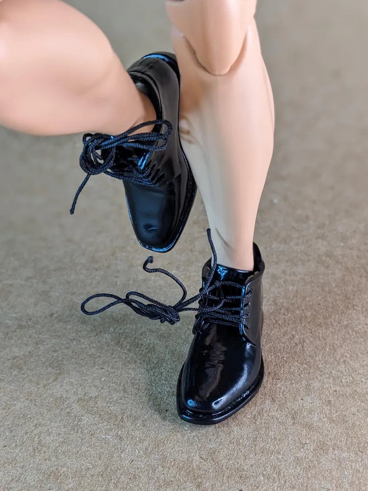 Premium high black lace-up boots for 1/6 scale male dolls
