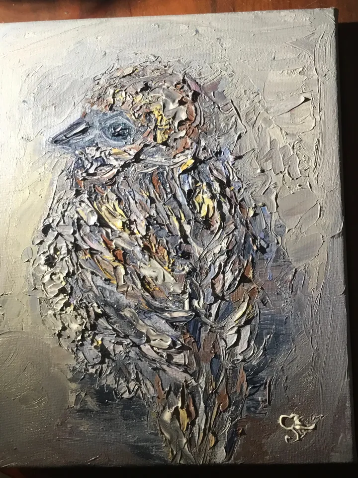 Sparrow bird original oil impasto painting on stretched canvas,birds painting,fantasy birds wall art,original art gifts,home decoration.