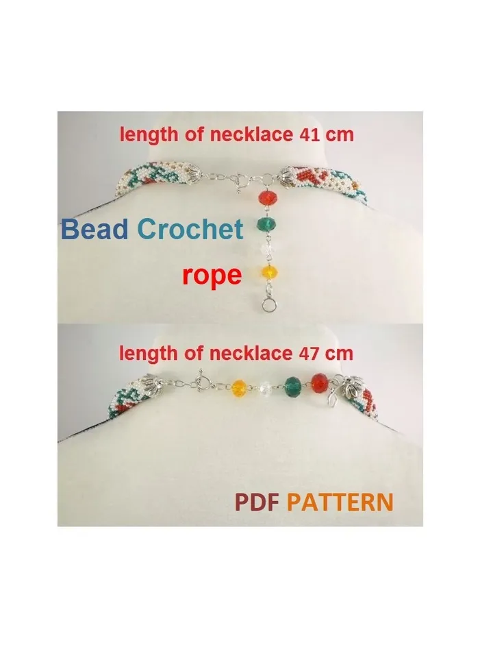 Bead Crochet rope pattern "Moldoveanca" necklace and bracelet Instant Download