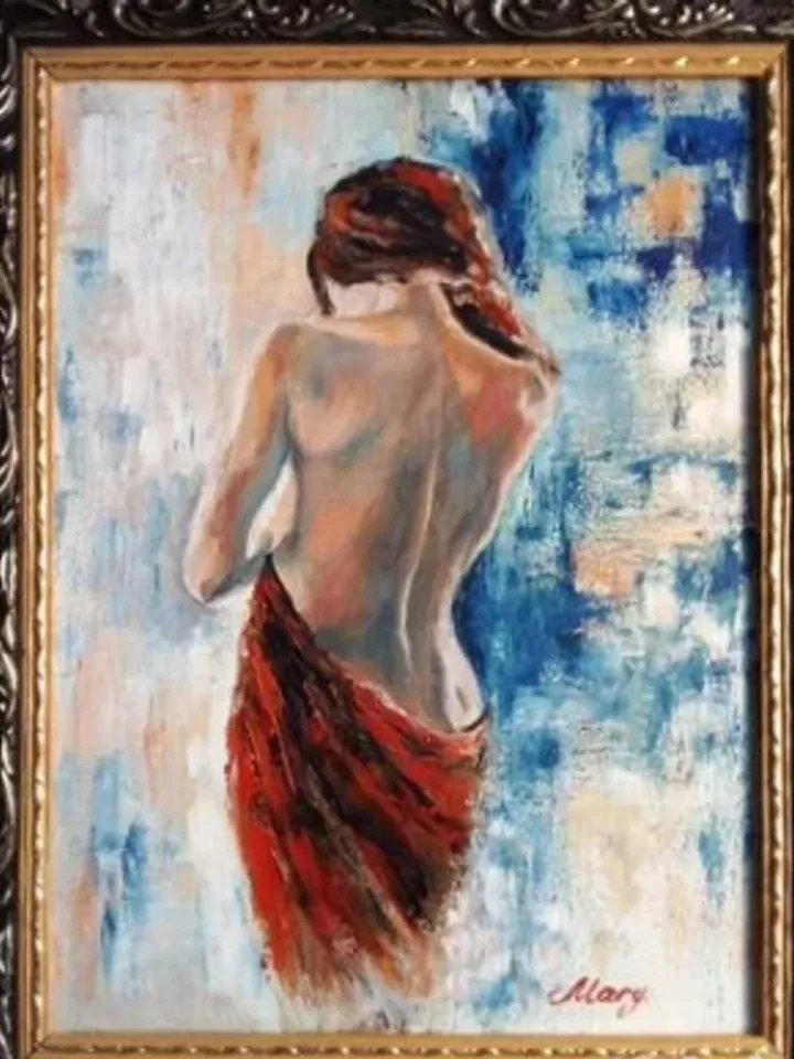 Painting on canvas “A modest girl”, oil, size 30x40 cm