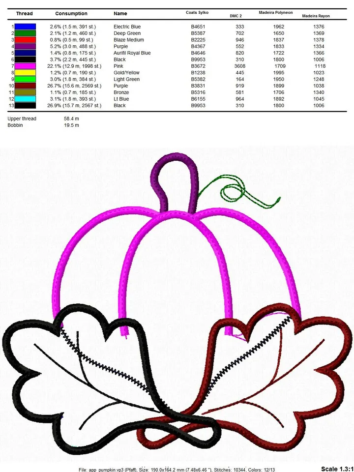 Pumpkin applique 2 Styles Embroidery Design