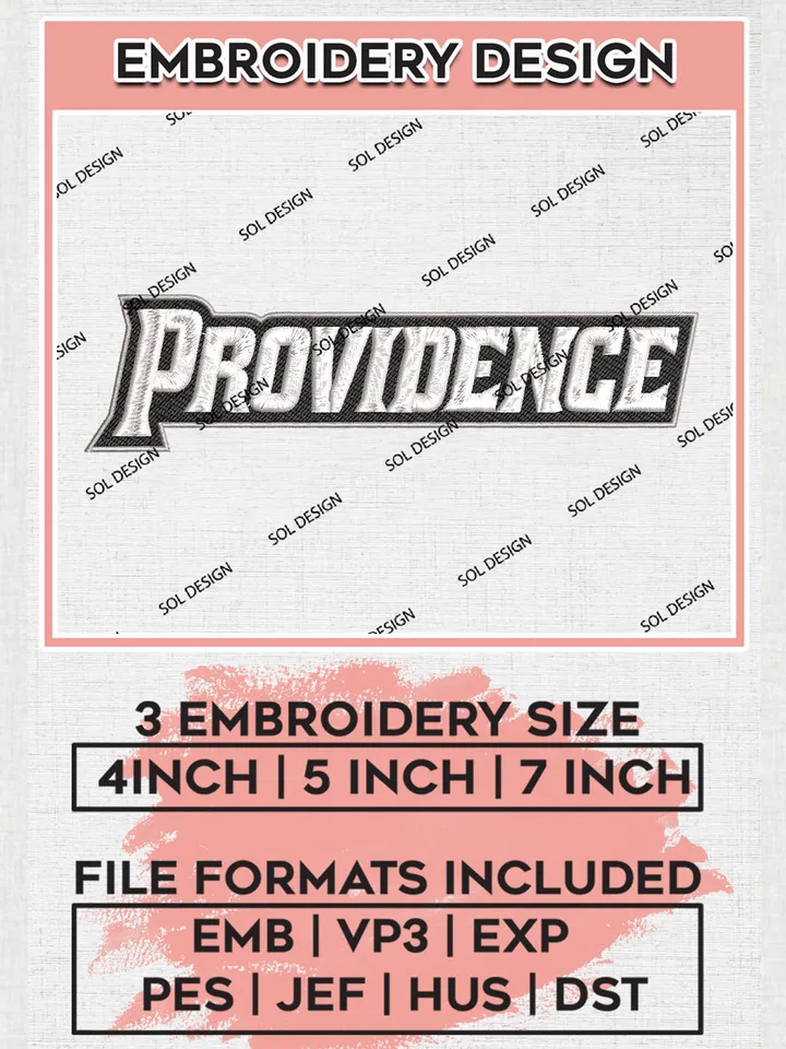 NCAA Providence College Team Writing Logo Embroidery Design Files, NCAA Providence Friars Machine Embroidery, NCAA Teams, 3 sizes, NCAA Machine embroidery designs, Digital Download