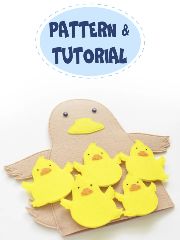 Pattern and tutorial to sew 5 little ducks from felt