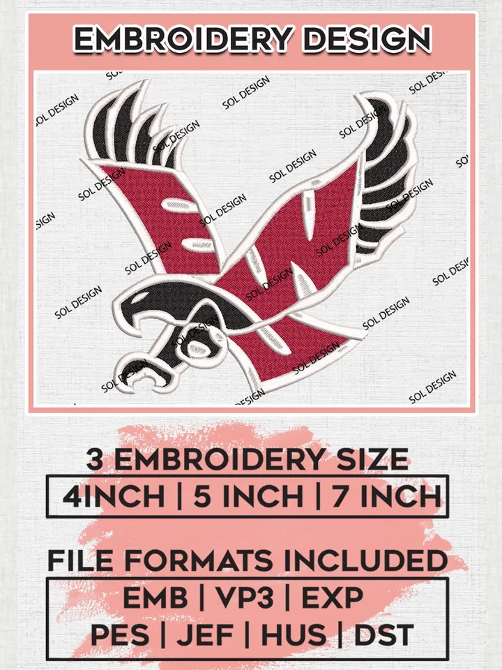 Eastern Washington Eagles Mascot Logo Machine Embroidery Design, NCAA Eastern Washington Eagles Embroidery Design Design files, NCAA Embroidery Designs, NCAA Machine Embroidery Designs, Digital Download