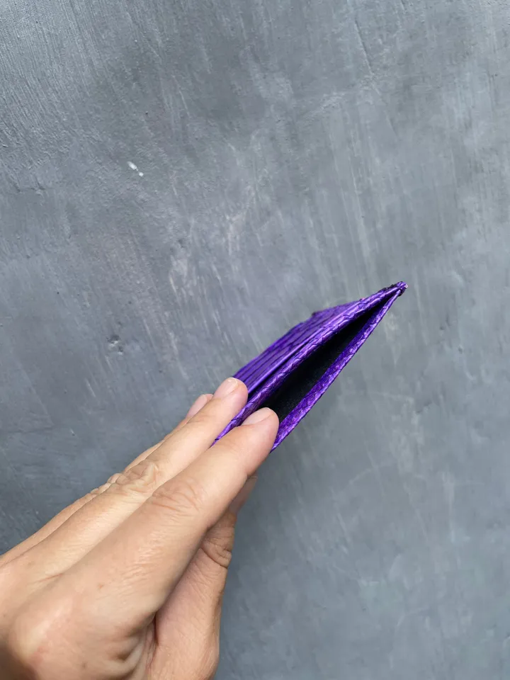 FAST SHIPPING genuine python skin credit cards holder | business cads holder violet snake unisex wallet small | gift idea exotic leather