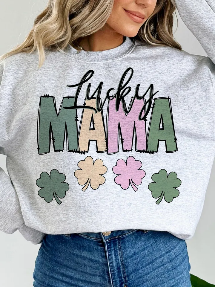 Lucky Mama St. Patrick’s PNG Sublimation Design, Mama St. Patrick's Day Png, Shamrock Png, Retro Mama Png, Clover Png, Sublimation Design