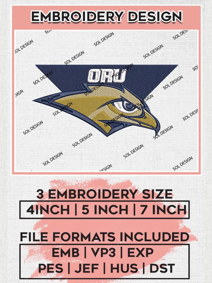 NCAA ORU Golden Eagles Team Mascot Logo Machine Embroidery Design, NCAA Oral Roberts Golden Eagles Team Design Design files, NCAA Team Embroidery Designs, NCAA Machine Embroidery Designs, Digital Download