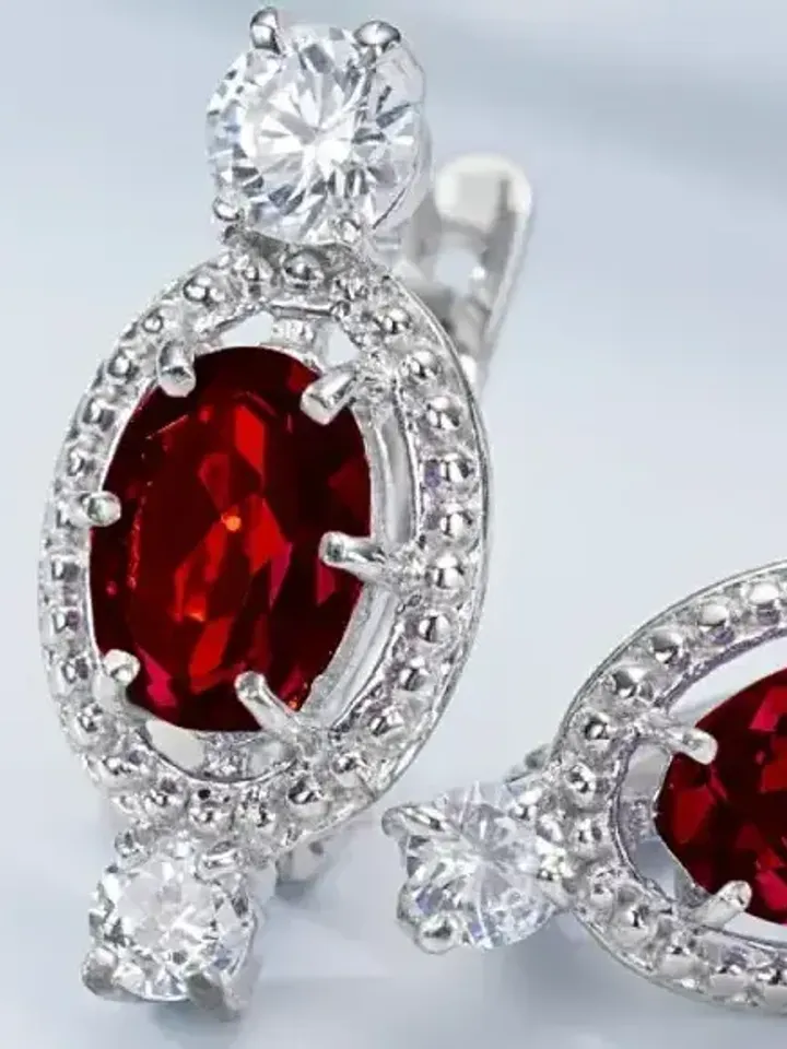 Earrings silver 925 with garnets
