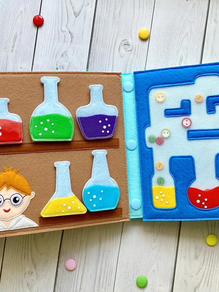 Science Quiet book pattern PDF & Tutorial pages, Felt book pattern svg, Quiet book ideas, Sensory toys, Pdf felt sewing pattern for toddler