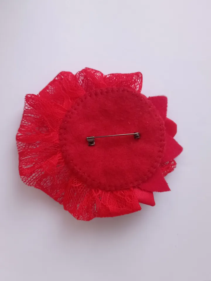 Red Textile Brooch Pin
