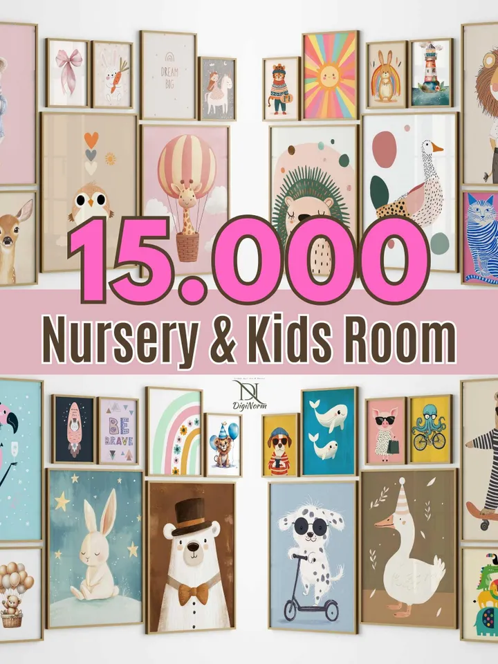 Kids Room Wall Art Prints Bundle: Nursery Decor (Digital Download)